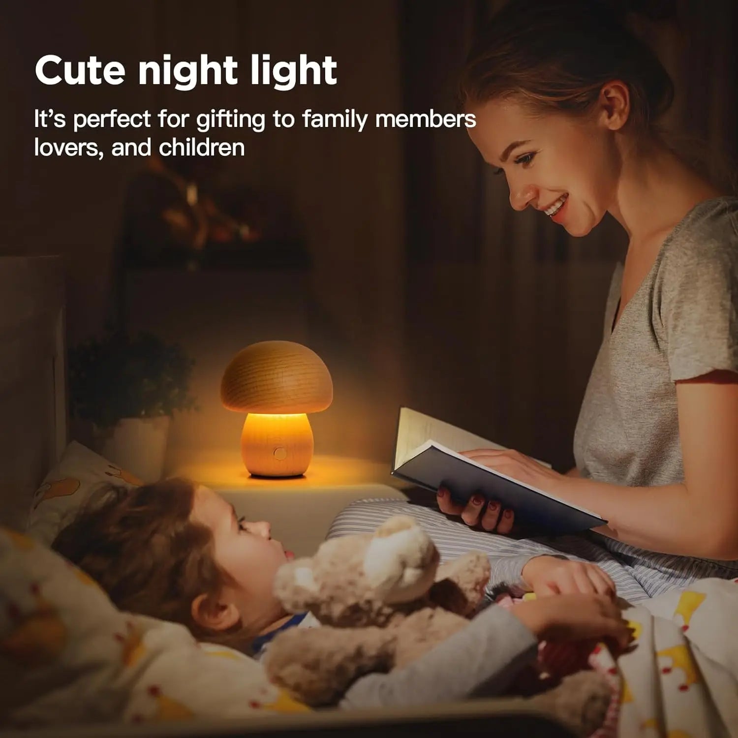 Mushroom LED Table Lamp Touch Dimming USB Charging Night Light for Bedroom/Desk/Coffee Bar Decorative Ambient Night Lighting
