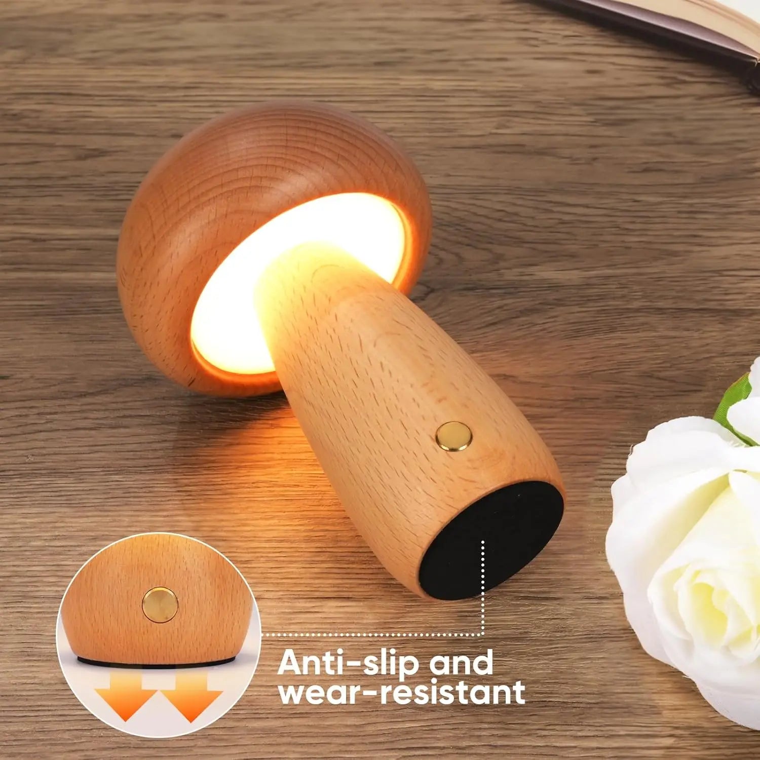 Mushroom LED Table Lamp Touch Dimming USB Charging Night Light for Bedroom/Desk/Coffee Bar Decorative Ambient Night Lighting
