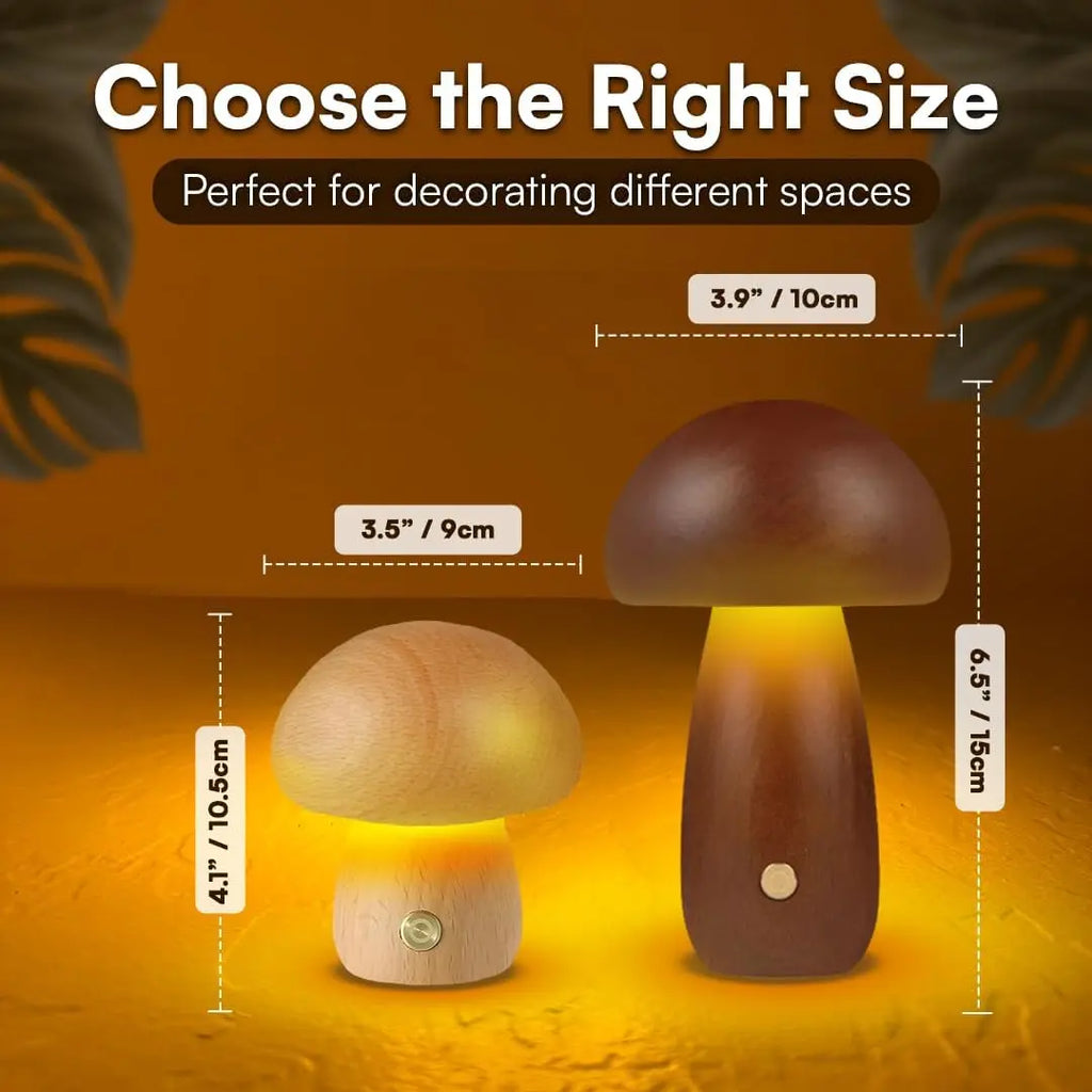 Mushroom LED Table Lamp Touch Dimming USB Charging Night Light for Bedroom/Desk/Coffee Bar Decorative Ambient Night Lighting