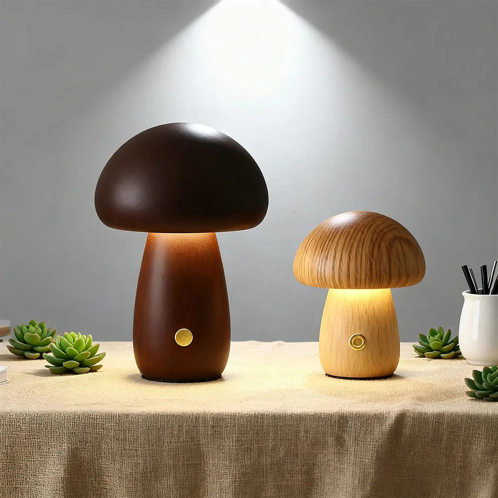 Mushroom LED Table Lamp Touch Dimming USB Charging Night Light for Bedroom/Desk/Coffee Bar Decorative Ambient Night Lighting