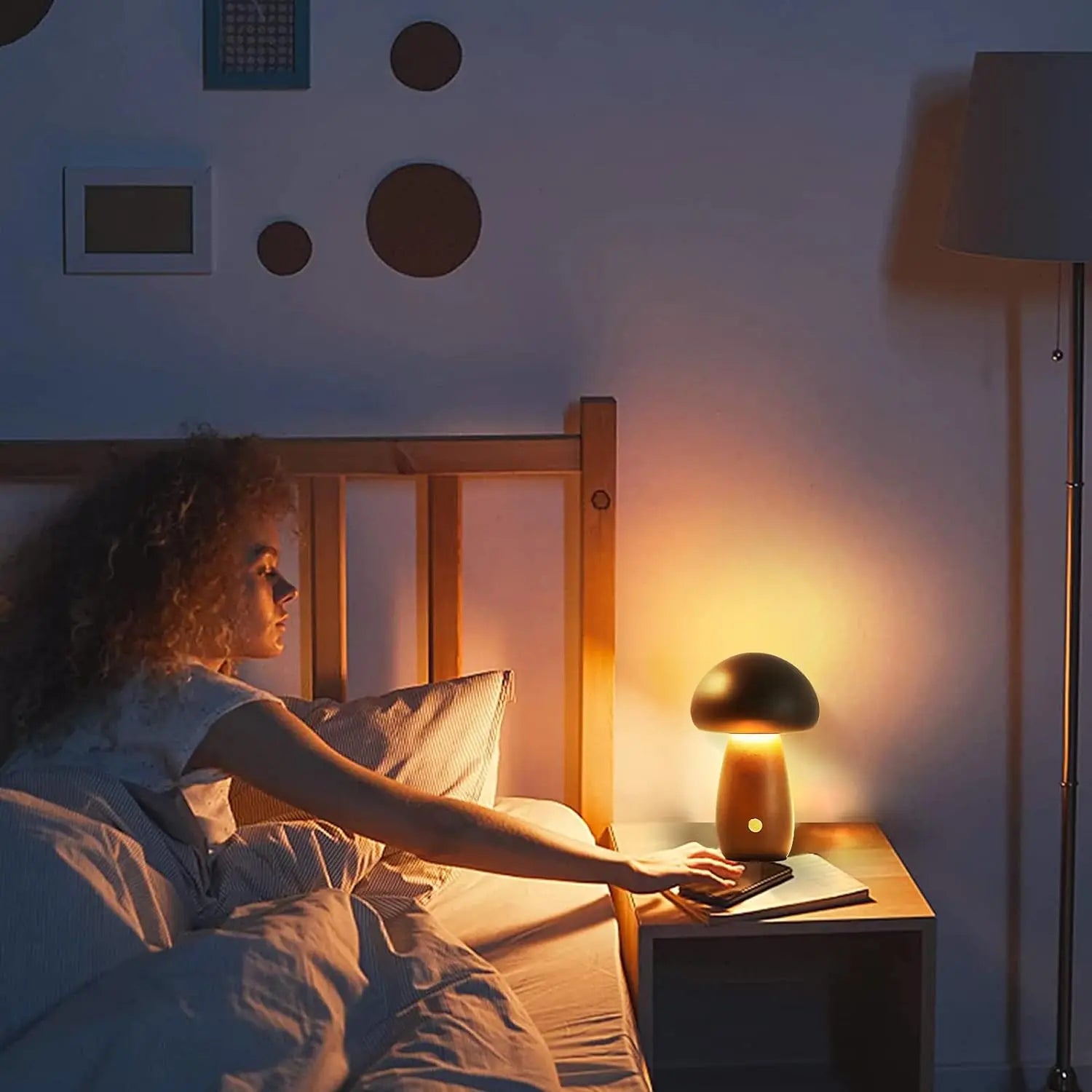 Mushroom LED Table Lamp Touch Dimming USB Charging Night Light for Bedroom/Desk/Coffee Bar Decorative Ambient Night Lighting