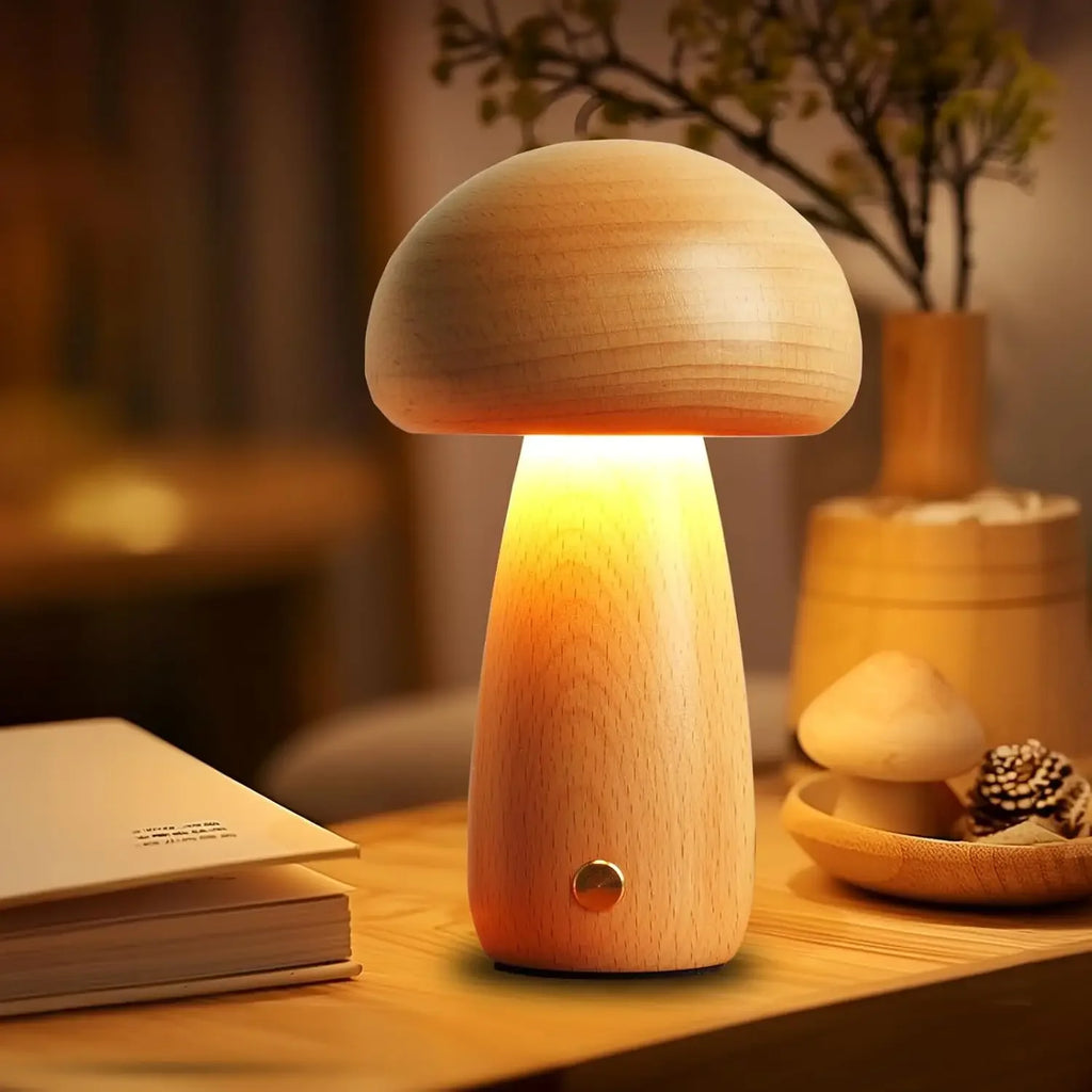 Mushroom LED Table Lamp Touch Dimming USB Charging Night Light for Bedroom/Desk/Coffee Bar Decorative Ambient Night Lighting