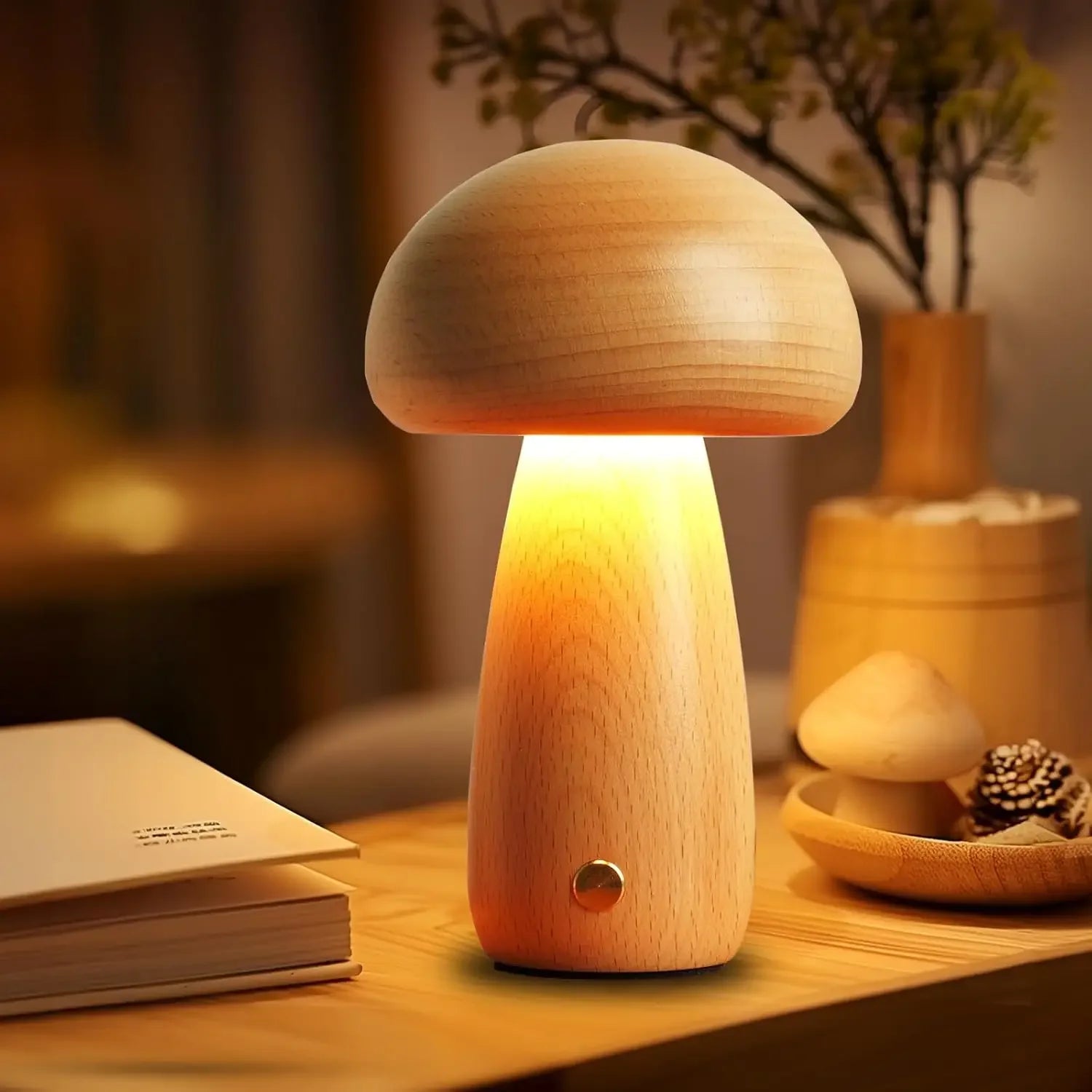 Mushroom LED Table Lamp Touch Dimming USB Charging Night Light for Bedroom/Desk/Coffee Bar Decorative Ambient Night Lighting